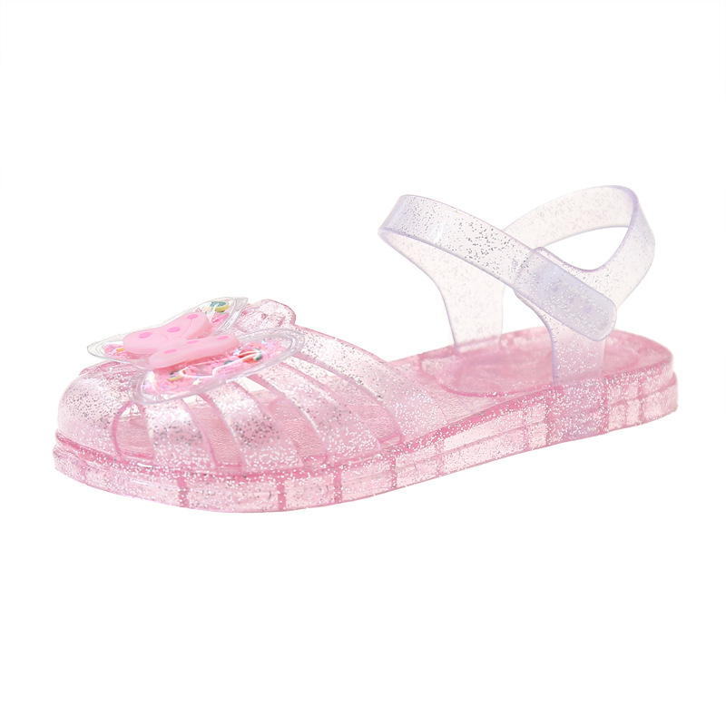 Dječje princezine sandale s Velcro kopčom, PVC gornji dio, uzorak životinja, plastična potplata