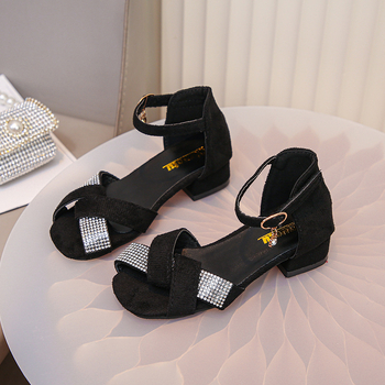 Hercegnő magas sarkú szandálok lányoknak, textil felsőrész, gumírozott talp, tépőzár, őszi 2025, 1-16 éves korosztály