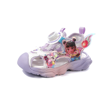 Lány Nezha strand papucsok, nyár 2025, műbőr felsőrész, PVC talp, forgó gombos zárás