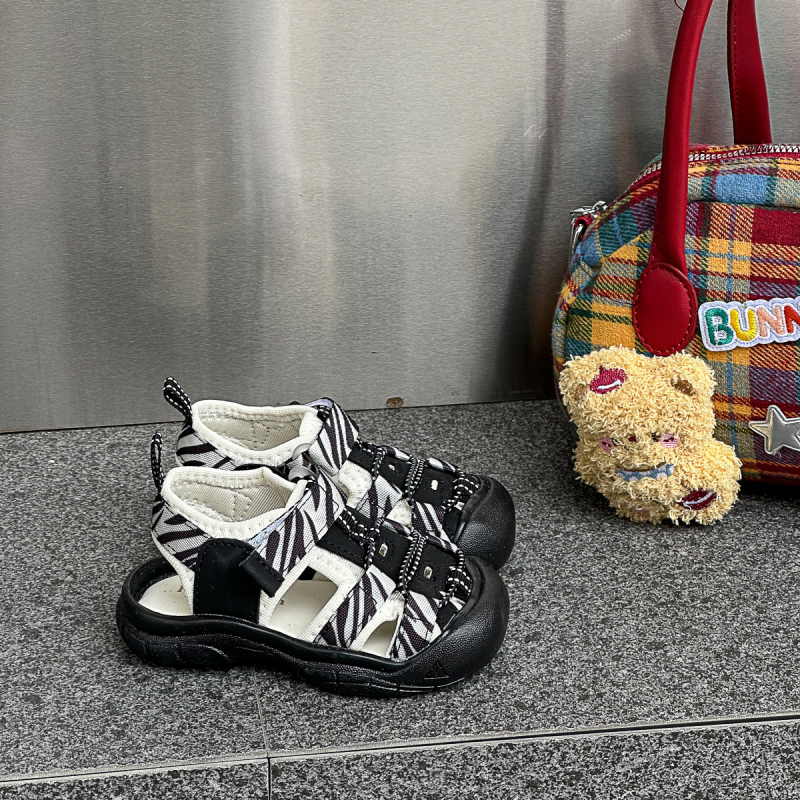 Dječje sandale 2025 ljeto, unisex, za djecu 1-3 godine, mekana potplat, Velcro zatvaranje, prugasti uzorak