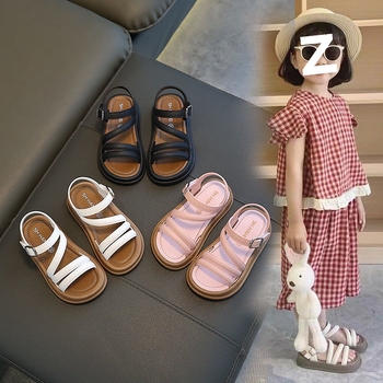 Sandale deschise pentru fete, partea superioară din bumbac, talpă EVA, închidere Velcro, model floral desen animat, pentru copii 1–3 ani