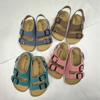 Unisex dječje sandale s Velcro kopčom, gornji dio od nubuk kože goveda, TPR potplat, za uzrast 1-12 godina, korejski stil, ljeto 2024