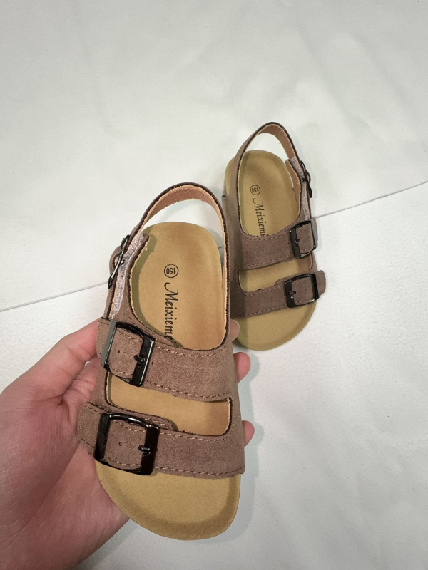 Unisex dječje sandale s Velcro kopčom, gornji dio od nubuk kože goveda, TPR potplat, za uzrast 1-12 godina, korejski stil, ljeto 2024