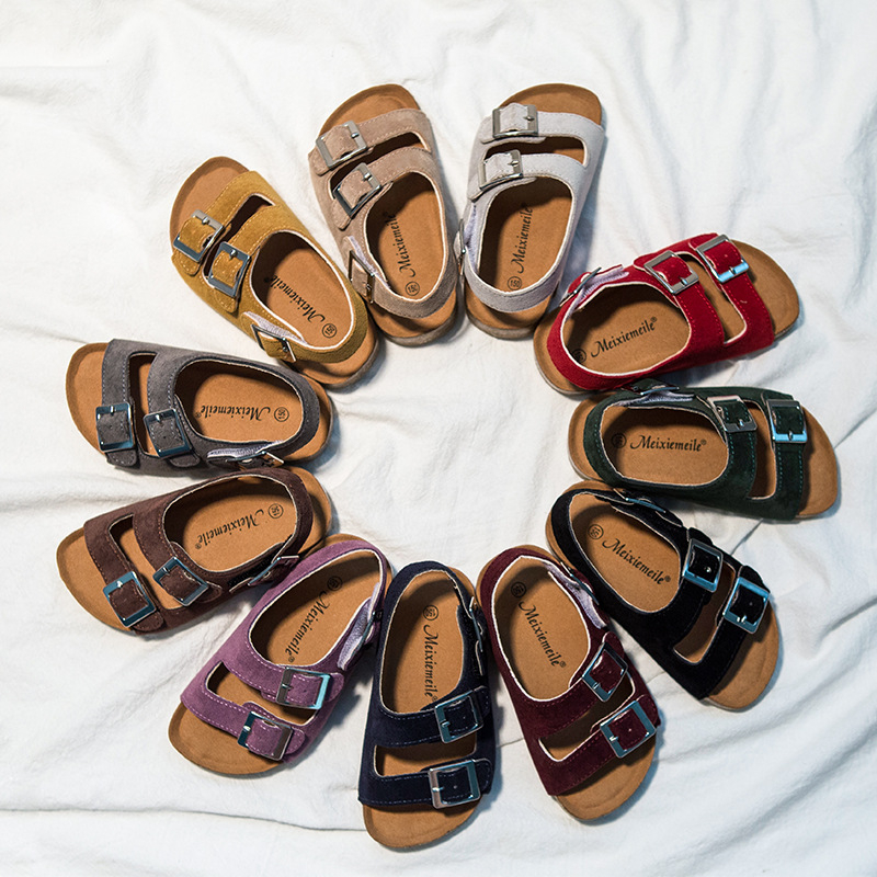 Unisex dječje sandale s Velcro kopčom, gornji dio od nubuk kože goveda, TPR potplat, za uzrast 1-12 godina, korejski stil, ljeto 2024