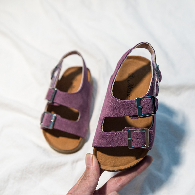 Unisex dječje sandale s Velcro kopčom, gornji dio od nubuk kože goveda, TPR potplat, za uzrast 1-12 godina, korejski stil, ljeto 2024
