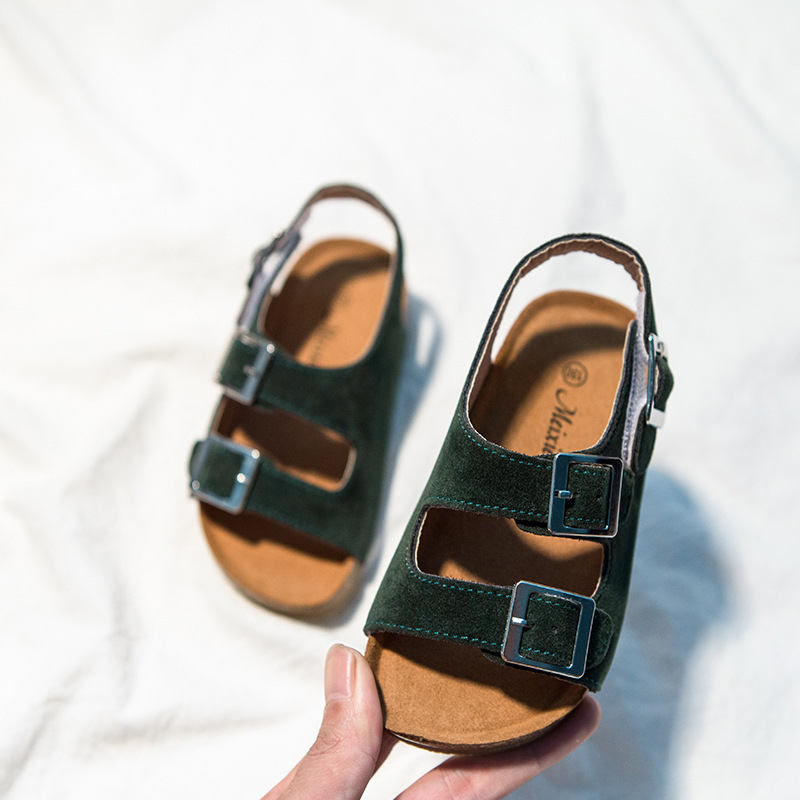 Unisex dječje sandale s Velcro kopčom, gornji dio od nubuk kože goveda, TPR potplat, za uzrast 1-12 godina, korejski stil, ljeto 2024