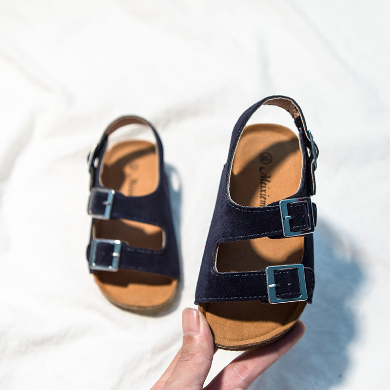 Unisex dječje sandale s Velcro kopčom, gornji dio od nubuk kože goveda, TPR potplat, za uzrast 1-12 godina, korejski stil, ljeto 2024