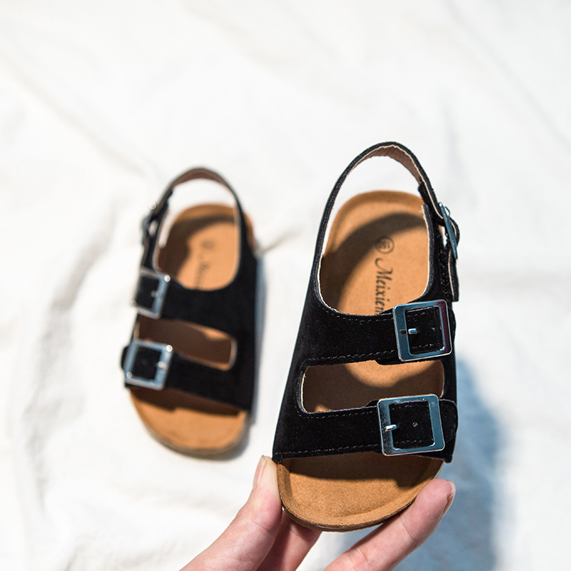 Unisex dječje sandale s Velcro kopčom, gornji dio od nubuk kože goveda, TPR potplat, za uzrast 1-12 godina, korejski stil, ljeto 2024