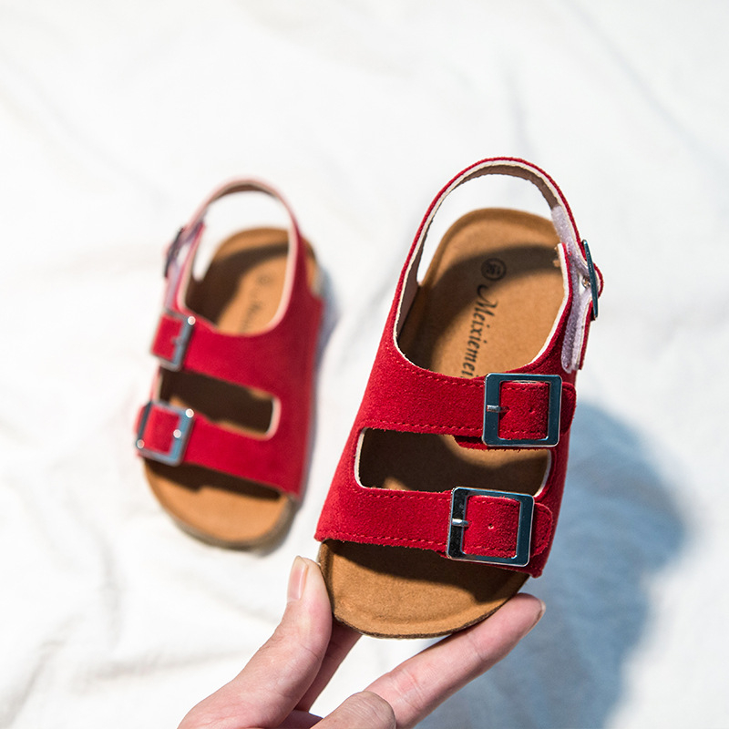 Unisex dječje sandale s Velcro kopčom, gornji dio od nubuk kože goveda, TPR potplat, za uzrast 1-12 godina, korejski stil, ljeto 2024