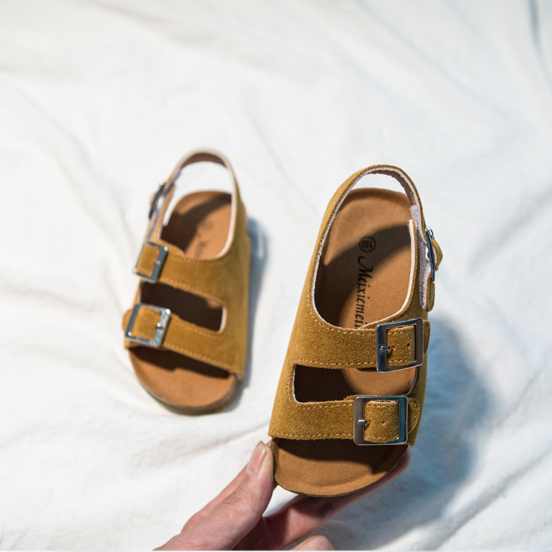 Unisex dječje sandale s Velcro kopčom, gornji dio od nubuk kože goveda, TPR potplat, za uzrast 1-12 godina, korejski stil, ljeto 2024
