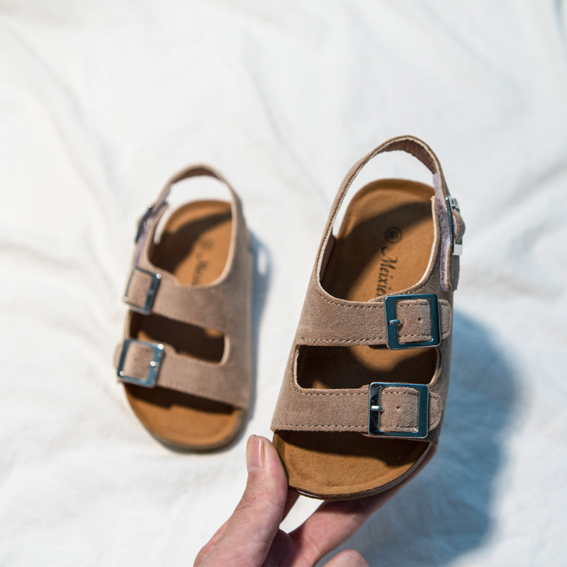 Unisex dječje sandale s Velcro kopčom, gornji dio od nubuk kože goveda, TPR potplat, za uzrast 1-12 godina, korejski stil, ljeto 2024