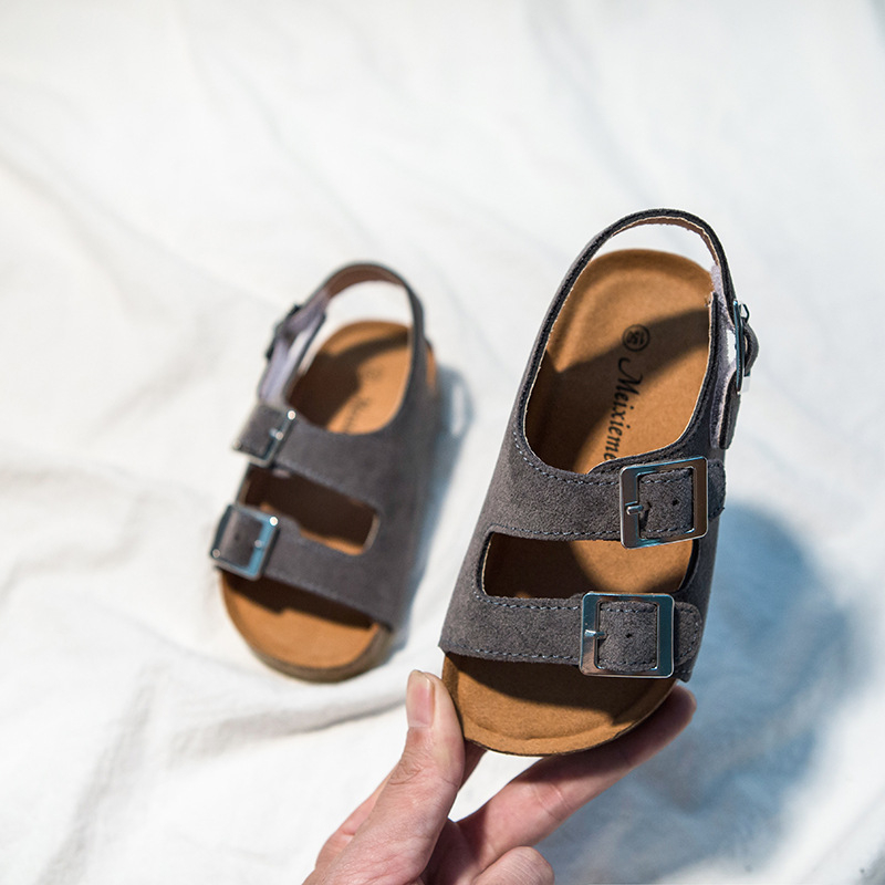 Unisex dječje sandale s Velcro kopčom, gornji dio od nubuk kože goveda, TPR potplat, za uzrast 1-12 godina, korejski stil, ljeto 2024