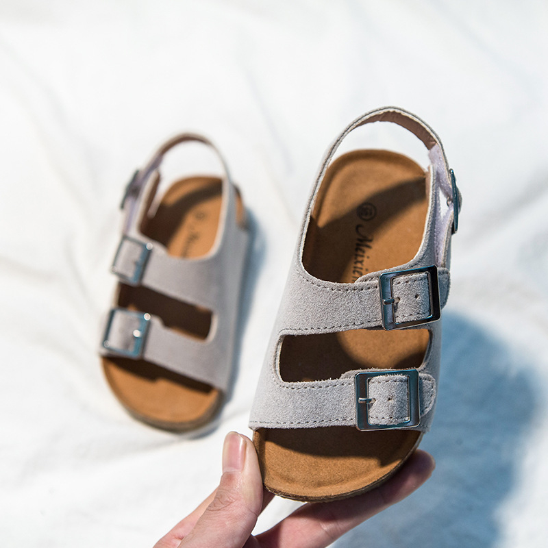 Unisex dječje sandale s Velcro kopčom, gornji dio od nubuk kože goveda, TPR potplat, za uzrast 1-12 godina, korejski stil, ljeto 2024
