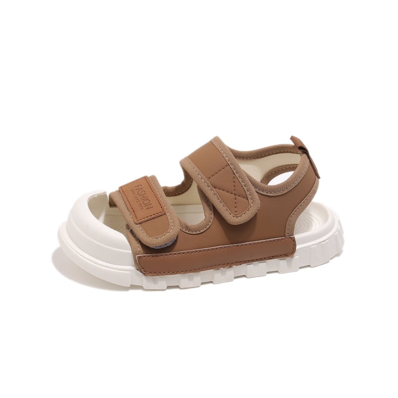 Dječje sportske sandale s umjetnom kožom, gumena podloga, Velcro zatvarač, zaobljeni vrh prsta, unisex, za sve sezone