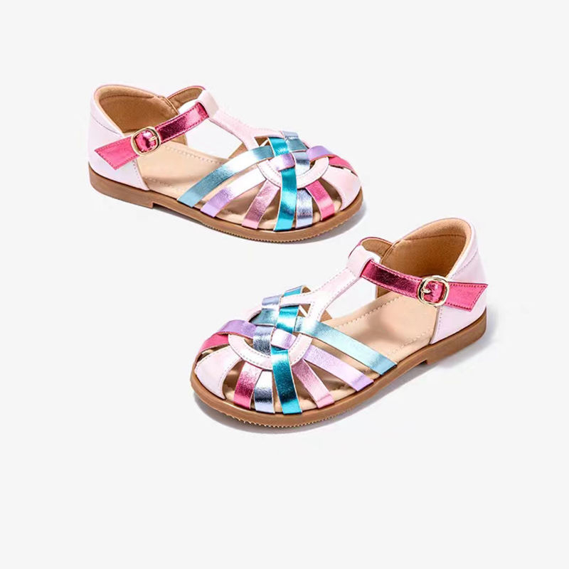 Sandale pentru femei din piele sintetică, vârf rotund, toc conic, închidere Velcro — lansare vară 2025