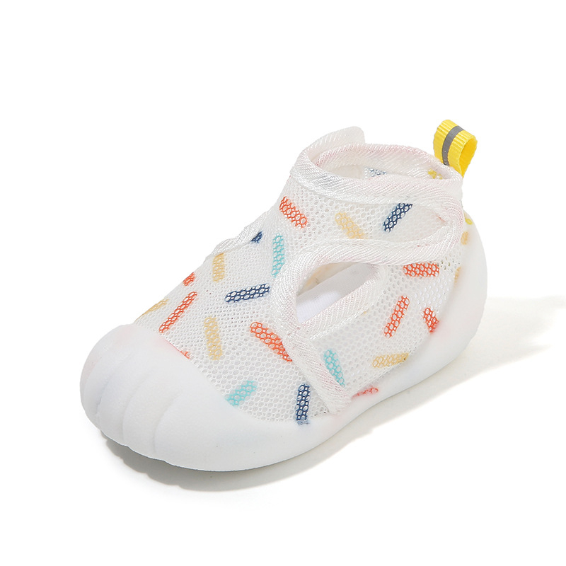 Dječje sportske sandale – unisex, Velcro zatvaračem, mekana potplata, protuklizne, prozračni pamuk gornji dio, za uzrast 1–3 godine, uzorci: pruge točkice crtani likovi