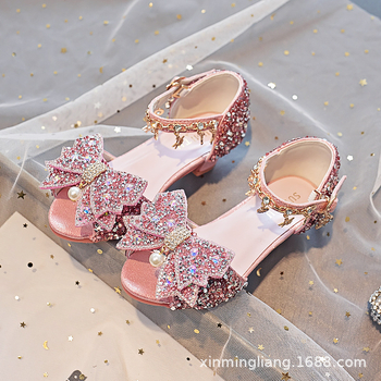 Kristāla princeses sandales meitenēm, sprādzes aizdare, PU augšējā daļa un iekšējā, TPR zole