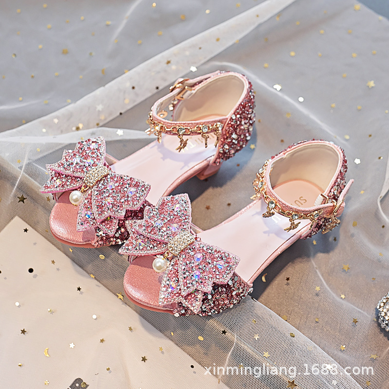 Kristāla princeses sandales meitenēm, sprādzes aizdare, PU augšējā daļa un iekšējā, TPR zole