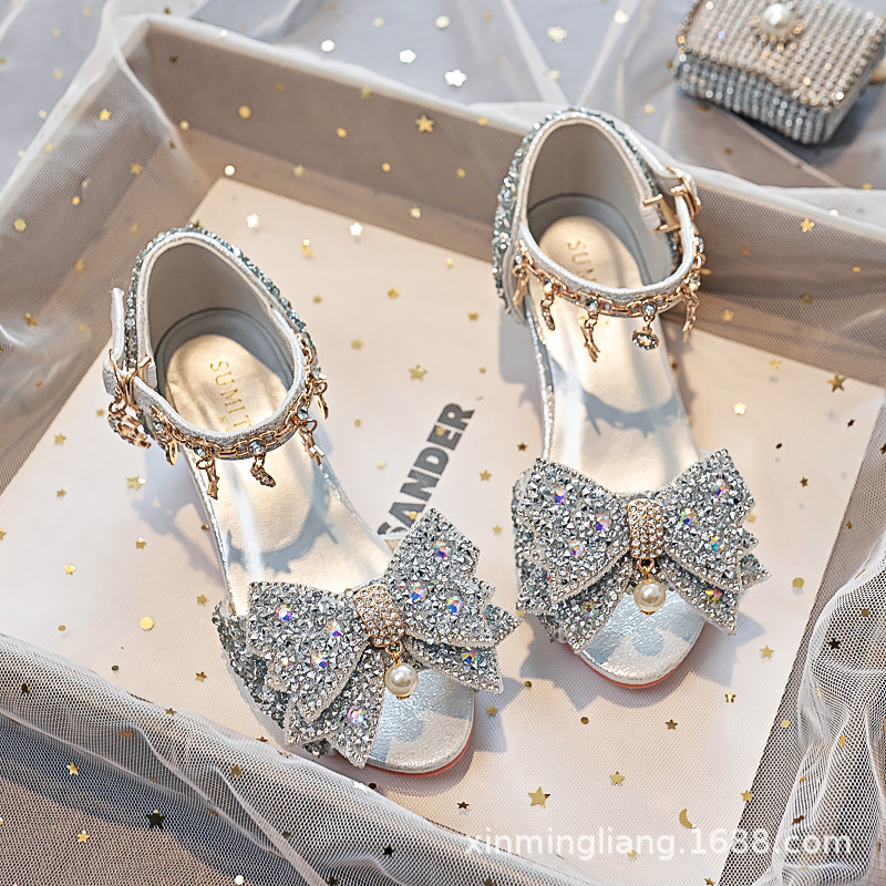 Kristāla princeses sandales meitenēm, sprādzes aizdare, PU augšējā daļa un iekšējā, TPR zole