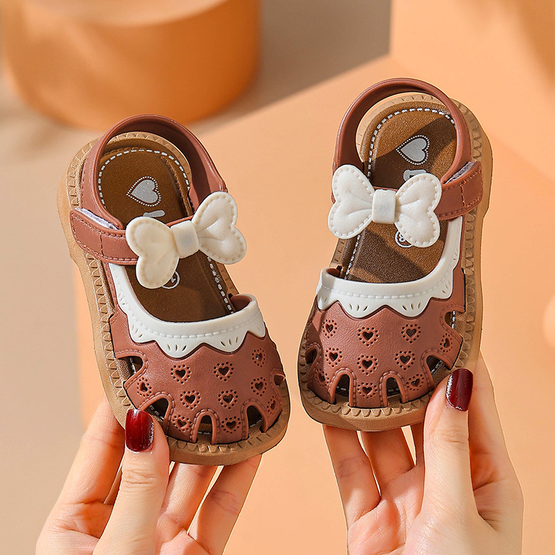 Sandale prințese pentru copii mici - partea superioară din PVC, talpa PVC, vârf rotund, închidere cu Velcro, potrivite pentru toate anotimpurile