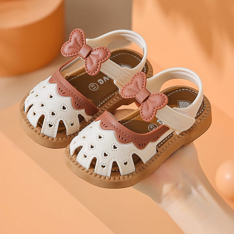 Sandale prințese pentru copii mici - partea superioară din PVC, talpa PVC, vârf rotund, închidere cu Velcro, potrivite pentru toate anotimpurile