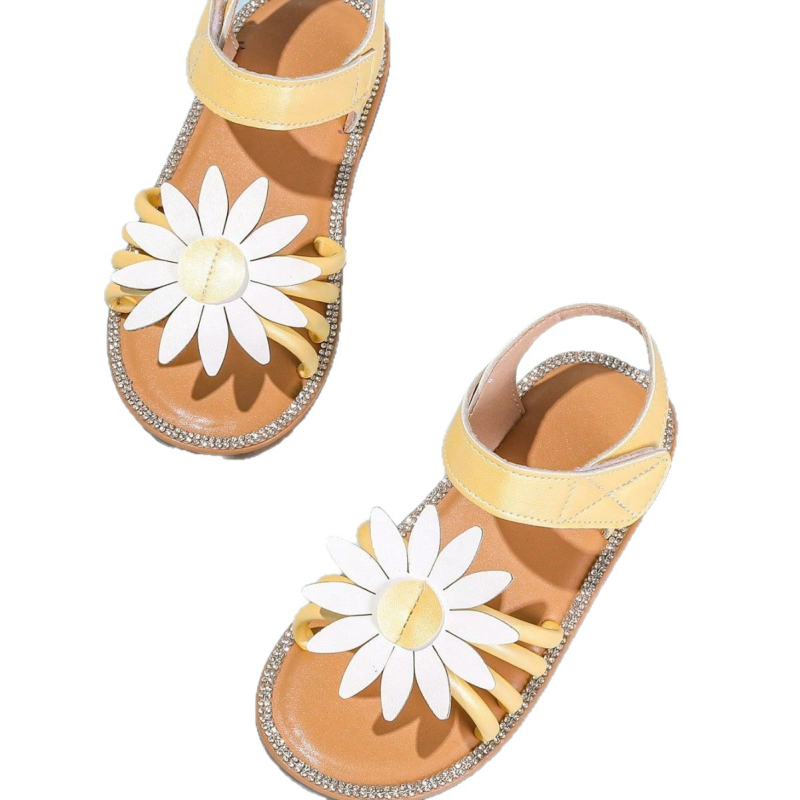 Dječje sandale s Velcro zatvaračem — gornji dio PU, đon TPR, cvjetna dekoracija (gornji dio PU, đon TPR, Velcro zatvarač, cvjetna dekoracija)