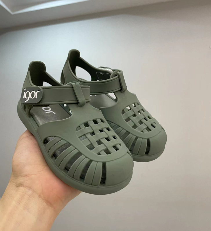 Unisex dječje rimske casual sandale, PVC gornji dio, đon, Velcro kopča, jednobojne