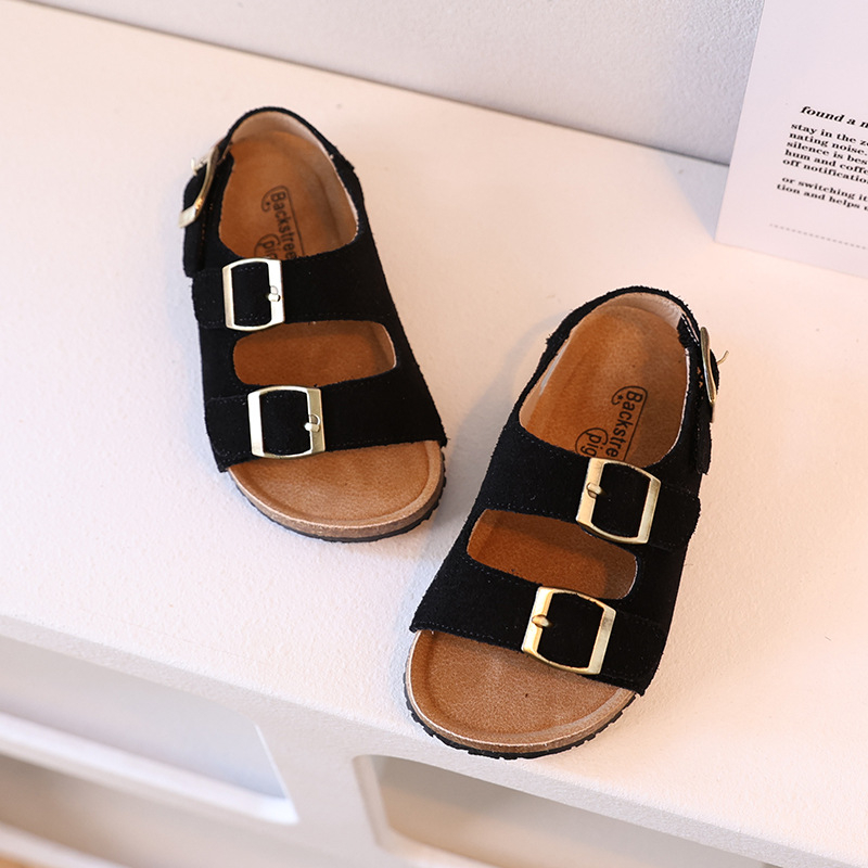 Dječje Birkenstock-stil sandale, gornji dio nubuk kože, gumeni potplat, Velcro zatvaranje, korejska verzija, unisex za uzrast 1–16 godina