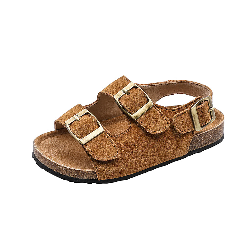 Dječje Birkenstock-stil sandale, gornji dio nubuk kože, gumeni potplat, Velcro zatvaranje, korejska verzija, unisex za uzrast 1–16 godina