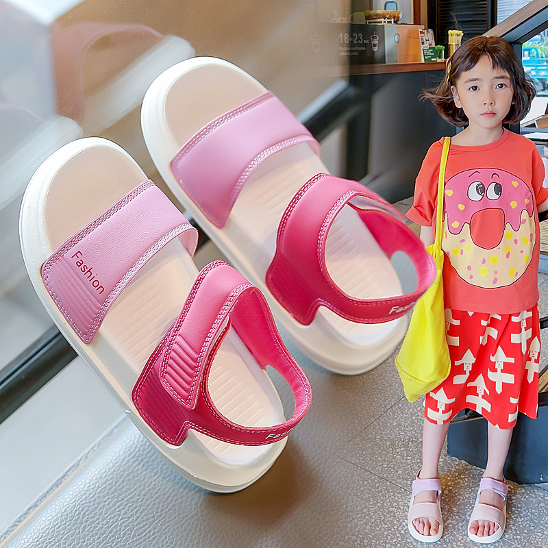 Încălțăminte de plajă pentru copii – stil coreean, talpă moale, piele artificială pe partea superioară, pentru copii 4–12 ani, vară 2024