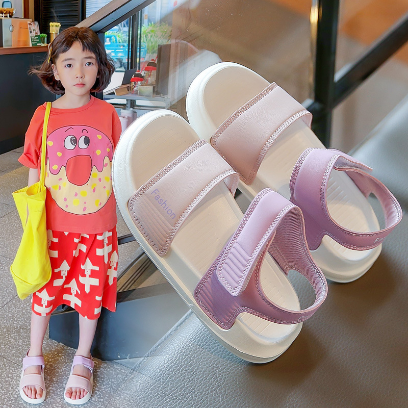 Încălțăminte de plajă pentru copii – stil coreean, talpă moale, piele artificială pe partea superioară, pentru copii 4–12 ani, vară 2024