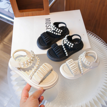 Sandale prințese pentru fete - partea superioară PU, închidere cu Velcro, model solid, vârste 4–16 ani