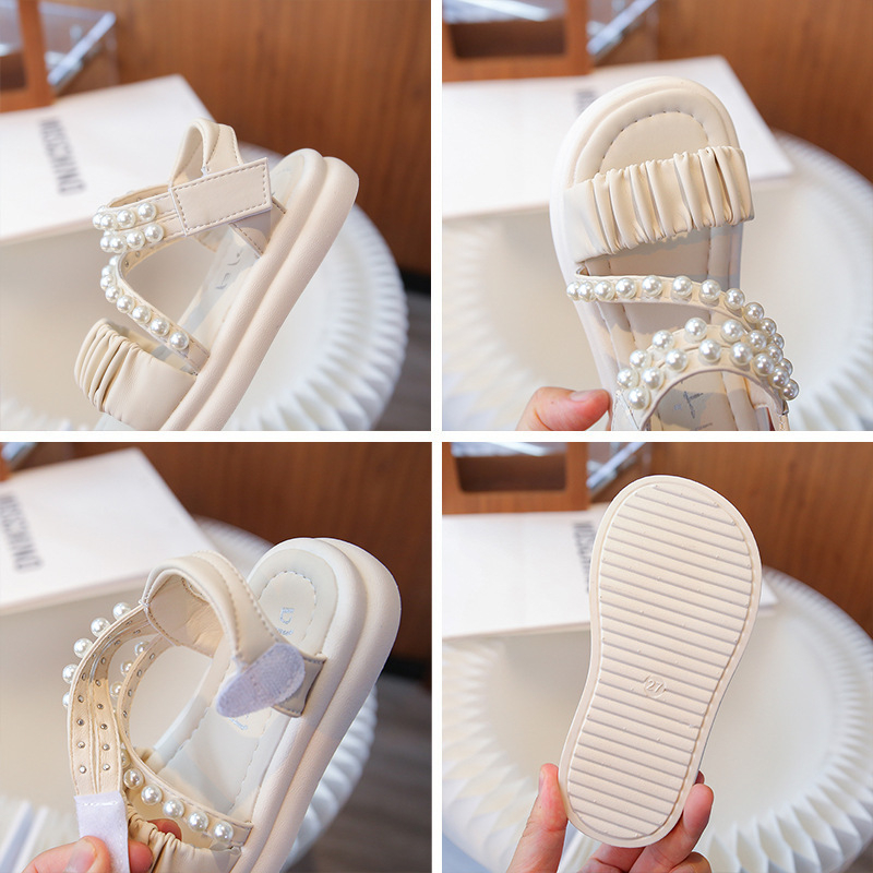 Sandale prințese pentru fete - partea superioară PU, închidere cu Velcro, model solid, vârste 4–16 ani