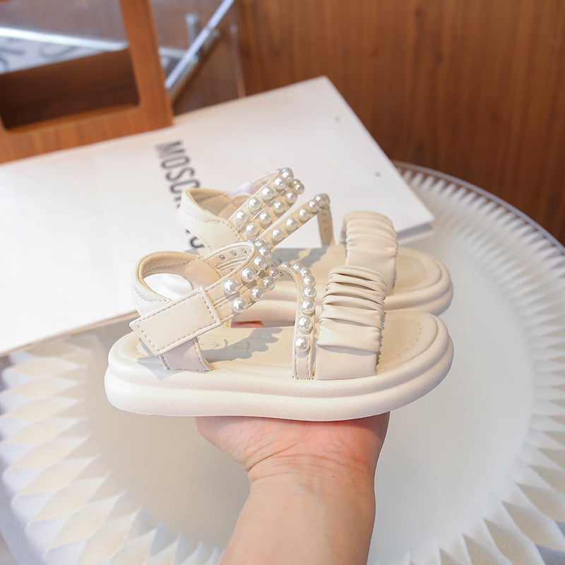 Sandale prințese pentru fete - partea superioară PU, închidere cu Velcro, model solid, vârste 4–16 ani