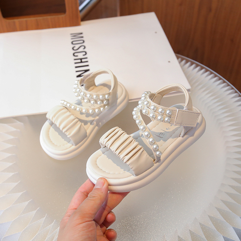 Sandale prințese pentru fete - partea superioară PU, închidere cu Velcro, model solid, vârste 4–16 ani