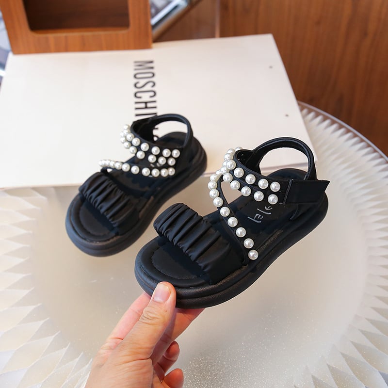 Sandale prințese pentru fete - partea superioară PU, închidere cu Velcro, model solid, vârste 4–16 ani