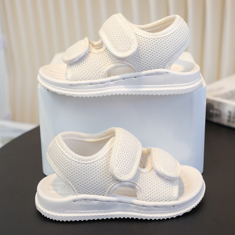 Sandale de plajă pentru copii unisex, pentru partea superioară textilă, talpă PVC, închidere Velcro, culoare solidă, Vara 2025, pentru vârstele 1–12 ani