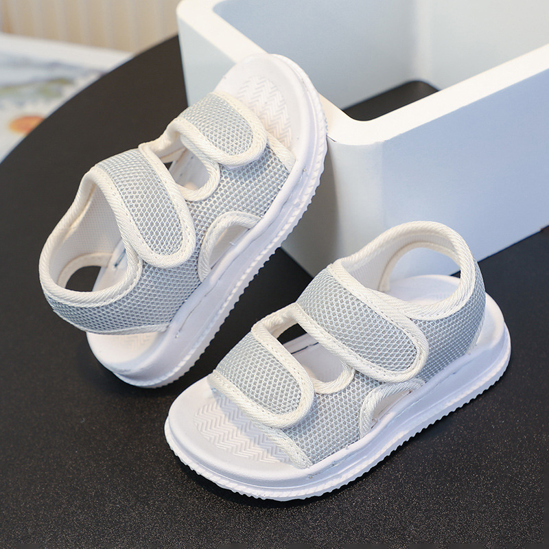 Sandale de plajă pentru copii unisex, pentru partea superioară textilă, talpă PVC, închidere Velcro, culoare solidă, Vara 2025, pentru vârstele 1–12 ani