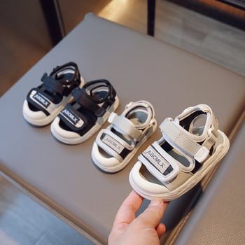 Pantofi de plajă unisex pentru copii, 1–3 ani, din piele artificială, închidere Velcro, talpă moale antiderapant, stil de vară
