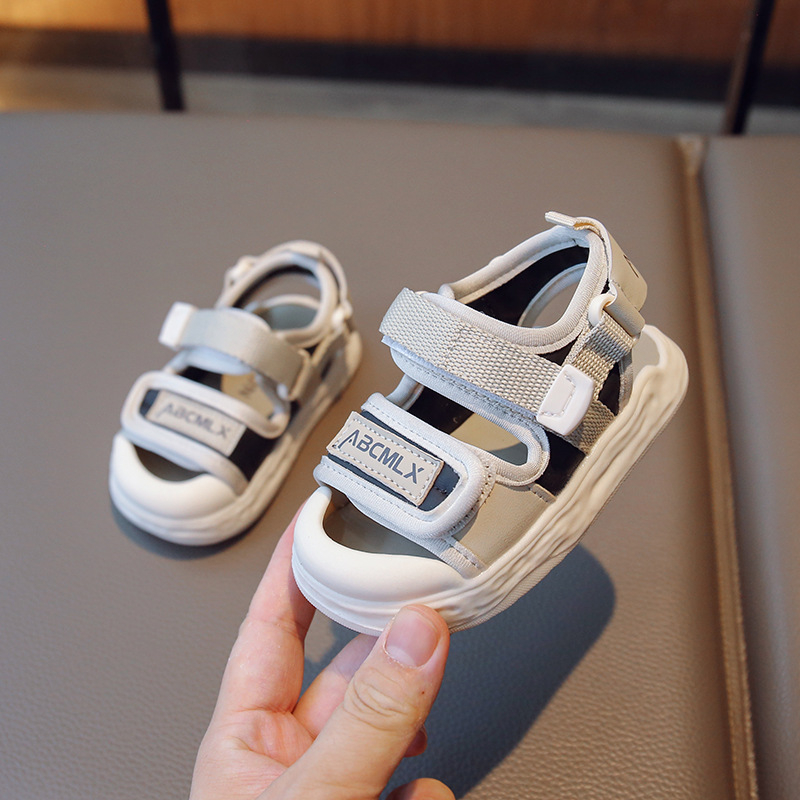 Pantofi de plajă unisex pentru copii, 1–3 ani, din piele artificială, închidere Velcro, talpă moale antiderapant, stil de vară