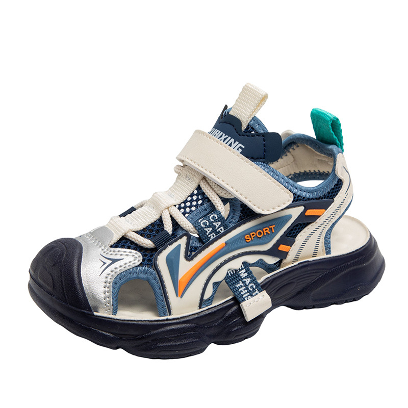 Sandale sport unisex pentru copii, din piele artificială pe deasupra, talpă din cauciuc, închidere Velcro, 4–16 ani