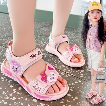 Pantofi de plajă pentru fete, din piele artificială, închidere Velcro, stil coreean, pentru vârstele 4–16 ani