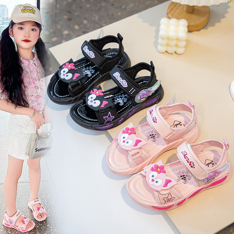 Pantofi de plajă pentru fete, din piele artificială, închidere Velcro, stil coreean, pentru vârstele 4–16 ani