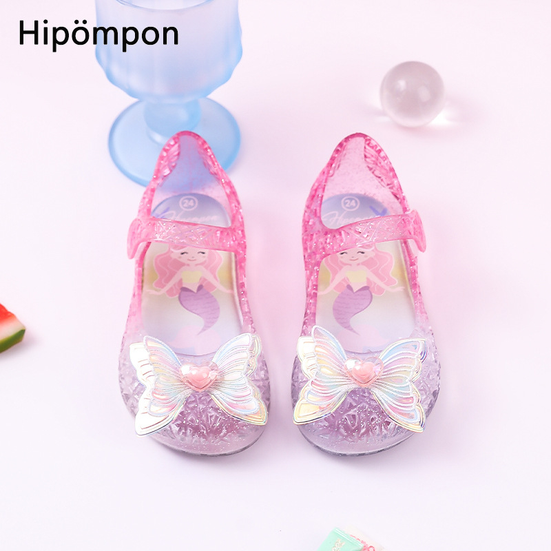 Sandale jelly pentru fete - închidere Velcro, talpă moale PVC, partea superioară PVC, imprimeu desen animat, încălțăminte de vară 2025