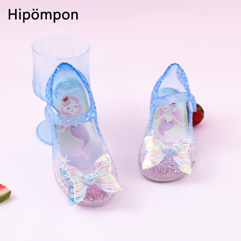 Sandale jelly pentru fete - închidere Velcro, talpă moale PVC, partea superioară PVC, imprimeu desen animat, încălțăminte de vară 2025