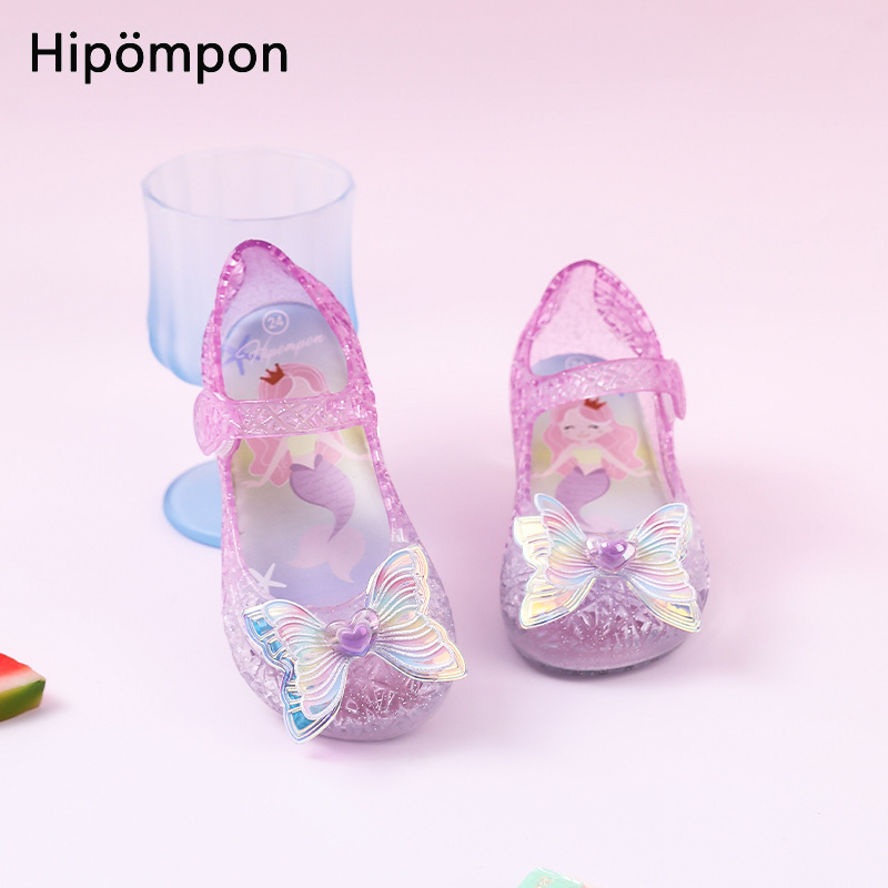 Sandale jelly pentru fete - închidere Velcro, talpă moale PVC, partea superioară PVC, imprimeu desen animat, încălțăminte de vară 2025