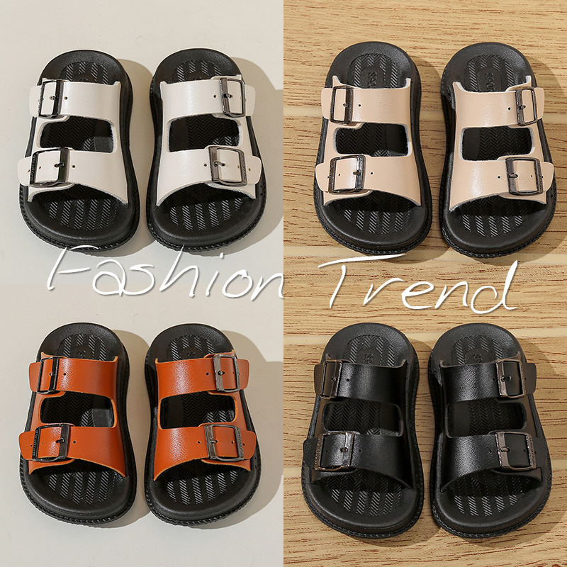 Sandale pentru copii de plajă - deget deschis, închidere Velcro, partea superioară din piele microfibră, talpă PVC, unisex