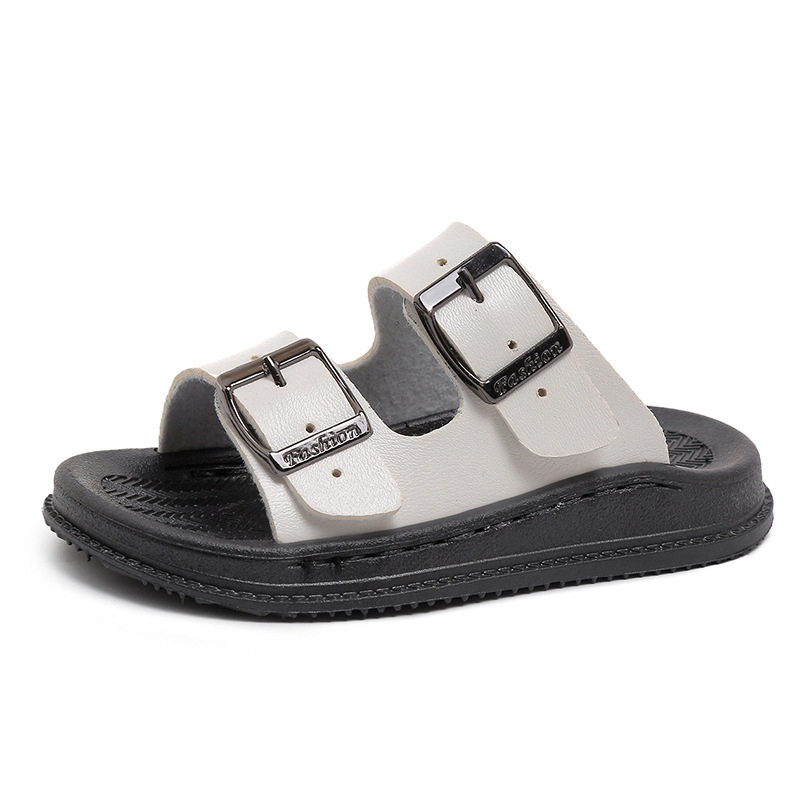 Sandale pentru copii de plajă - deget deschis, închidere Velcro, partea superioară din piele microfibră, talpă PVC, unisex