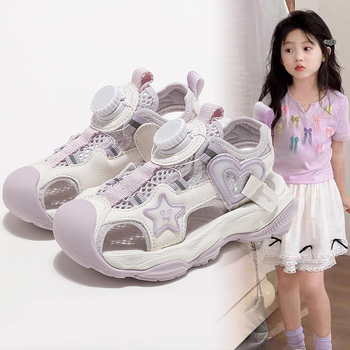 Sandale de plajă pentru fete, vârf închis, din piele sintetică, talpă PVC, stil casual, pentru fete 13–16 ani, vară 2025