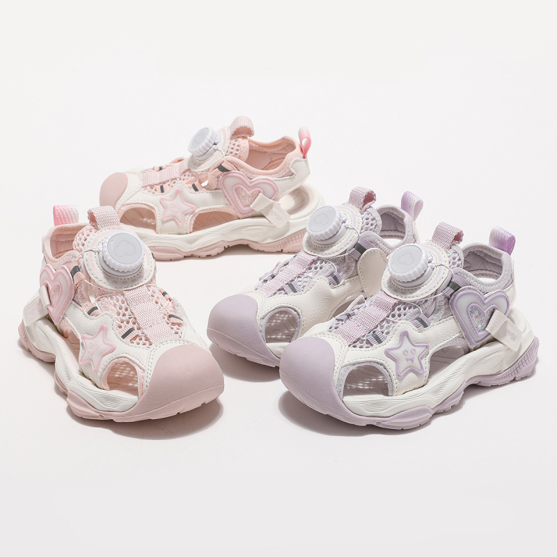 Sandale de plajă pentru fete, vârf închis, din piele sintetică, talpă PVC, stil casual, pentru fete 13–16 ani, vară 2025